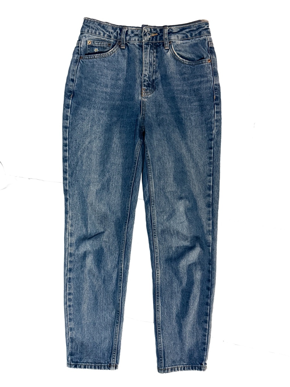 Topshop Moto MOTO Mom Jeans High Rise Embroidered Daisy W26 L30 Womens 2 4 Pants